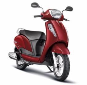 Red Suzuki Access 125 at Goodia Motors in Secunderabad